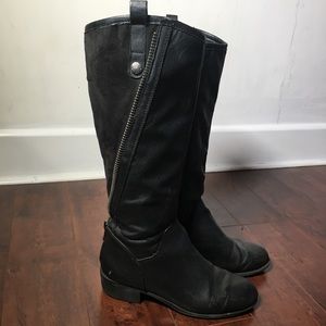 Zip Up Knee High Moto Boots